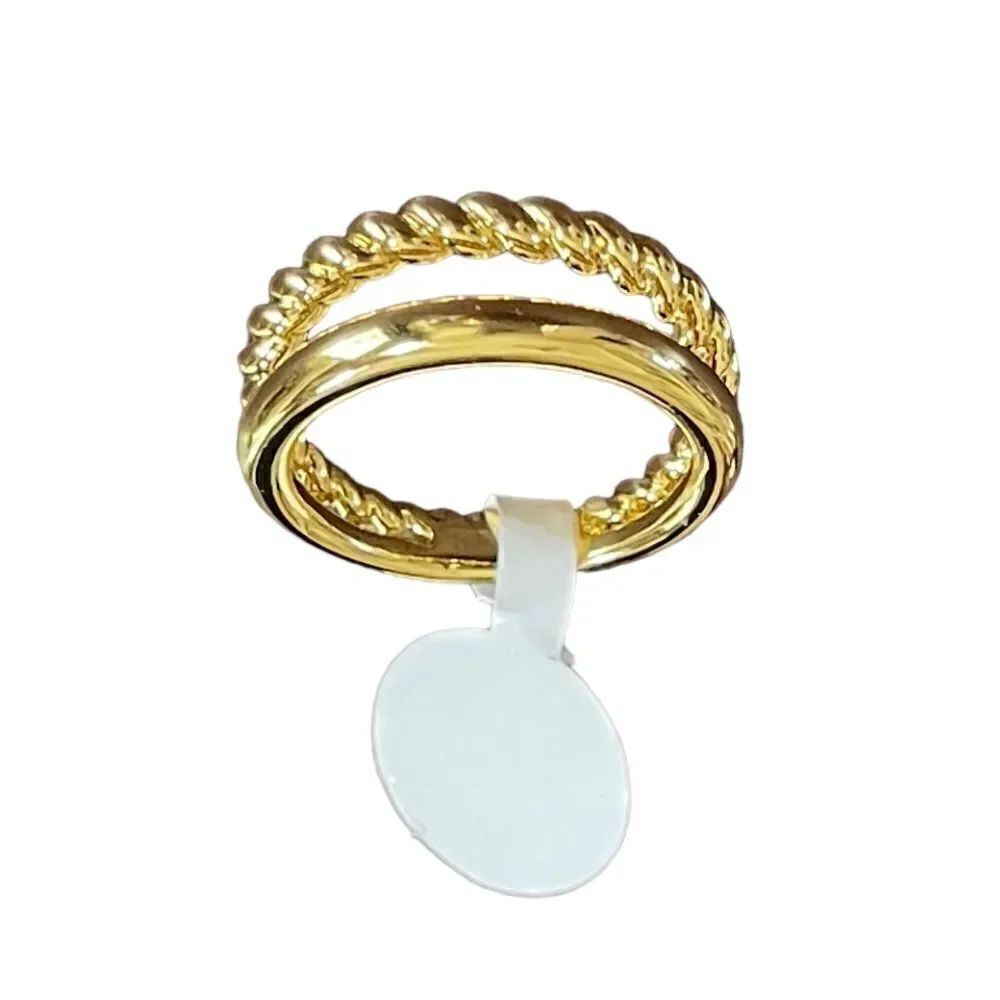 NWT double row gold tone costume ring size 7
